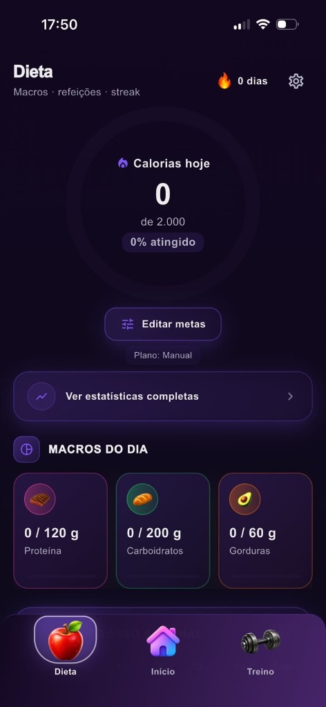 Tela do FitLevel — Dieta com IA